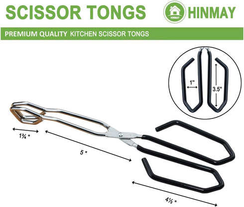 Scissor Cooking Tongs 11-Inch Stainless Steel Wire Tongs Kitchen Scissor Tongs, Set of 2...
