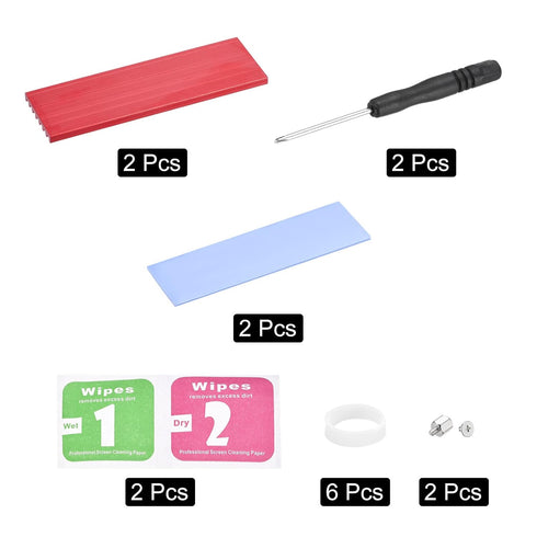 MECCANIXITY 2 Pack M.2 2280 Nvme SSD Heatsink Cooler Alloy Aluminum Heat Sink with Mounting Screws Screwdriver Kit,1mm Thermal Pad, for Laptop, Re...