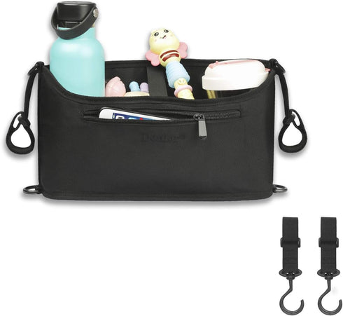 Universal baby stroller storage bag, 2 hooks, latest style?exclusive design, baby stroller, extra storage space, easy to install, storage bag (bag...