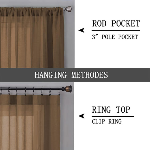 Tollpiz Sheer Tier Curtain Linen Textured Half Kitchen Curtains Sheer Light Filtering Rod Pocket Voile Small Curtains for Bathroom, 25 x 36 inches...