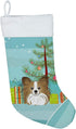 Caroline's Treasures BB1620CS Christmas Tree and Papillon Christmas Stocking Fireplace Hanging Stockings Christmas Season Party Decor Family Holid...