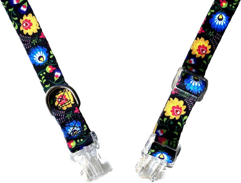 Floral Print Puppy Dog Collar for Small Medium Large Dogs Collars with Quick Release Buckle for Girls Female Dog Soft Nylon Comfortable Durable Pe...