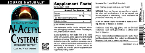 Source Naturals N-Acetyl Cysteine Antioxidant Support, Dietary Supplement That Supports Respiratory Health* - 1000 mg -120 Tablets...