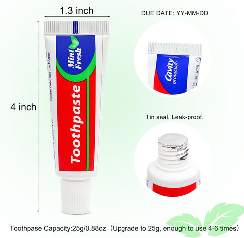 30 pcs Travel Size Toothpaste Bulk, 0.88oz/25 Grams Small Toothpaste Travel Size Bulk 4x1.4 inches Mint Mini Disposable Toothpaste for Hotel,Guest...