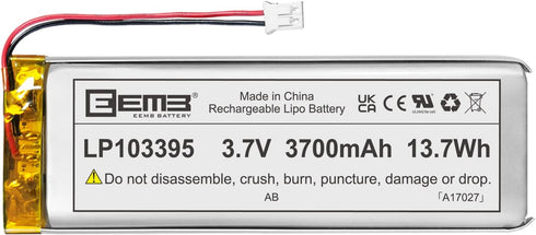 EEMB Lithium Polymer Battery 3.7V 3700mAh 103395 Lipo Rechargeable Battery Pack with Wire JST Connector for Speaker and Wireless Device- Confirm D...