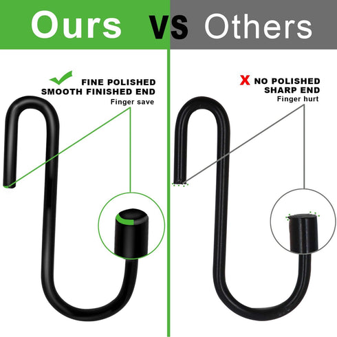 18 Pack S Hooks Pot Hooks for Rack Hanging Pans Pots Utensils Clothes Bags Towels Plants - 3 Sizes (Black)...
