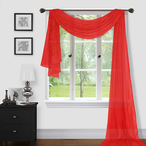 Sapphire Home Window Scarf Valance Curtains - Extra Long Sheer Valances for Windows - Voile Swag Curtains for Living Room, Kitchen, and Bedroom De...