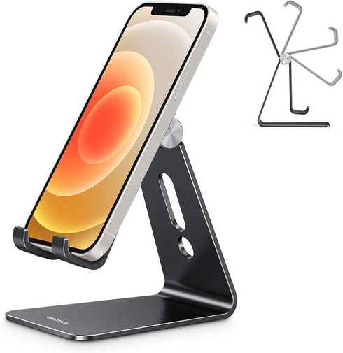 OMOTON Adjustable Cell Phone Stand, C2 Aluminum Desktop Phone Holder Dock Compatible with iPhone 11 Pro Max Xs XR 8 Plus 7 6, Samsung Galaxy, Goog...