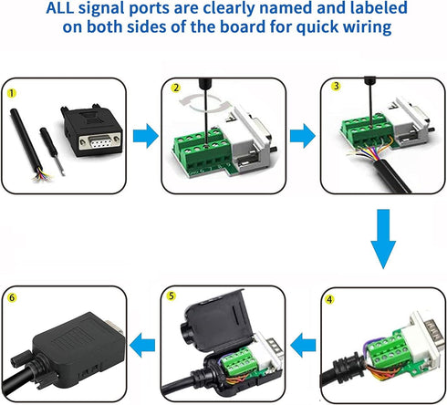 DB9 Female Connector?4Pack DB9 Breakout Connector Solderless RS232 D-SUB DB 9 Female Screw Terminal Block with Case Long Bolts Tail Pipe...