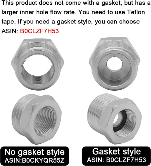 Joywayus 2PCS 1/2 G Male to 3/8 Compression Female Thread Bushing Pipe Fitting, Nickel Plated Brass Reducer Faucet Connector Water Hose Adapter, S...