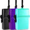 Outus 3 Pieces Waterproof Case ID Card Holder with Floating Sports Case Locker with Hanging Ring and Rope (Black Purple Lake Blue,4.72 x 2.95 x 1....