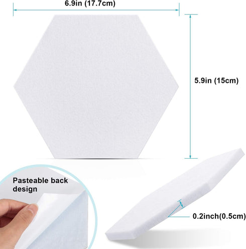 10 Packs Pin Board Hexagon Felt Board Tiles Bulletin Board Memo Board with 20 Pieces Push Pins, Decoration for Home Office Classroom Wall (White,5...