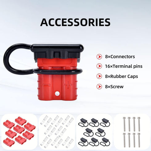 8 Pcs 6-10 Gauge Anderson Connector Plug 50A 12-36V Battery Quick Connector Red Battery Quick Disconnect Wire Harness Plug Kit for Winch Car Auto ...