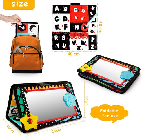 beetoy Tummy Time Baby Mirror Toys with Black and White Pattern, High Contrast 3D Activity Play Crinkle Toys Baby Mirror for Newborn 0 3 6 Months...