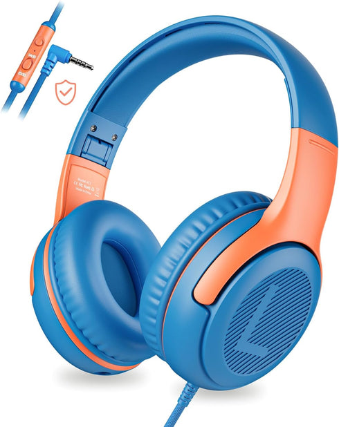 Kids Headphones Wired Toddler Headphones with Microphone, Over-Ear Headphones, 85/94dB Volume-Limiting, 3.5mm Jack, Foldable On-Ear Design - Safe ...