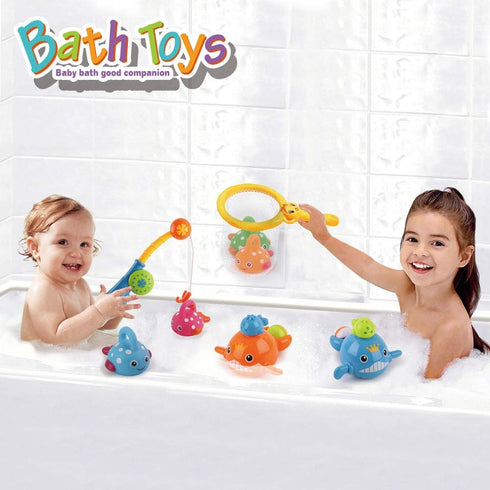 Dwi Dowellin Bath Toys Fishing Games Swimming Whales Bath Time Bathtub Toy for Toddlers Baby Kids Infant Fish Set Age 18months and up...