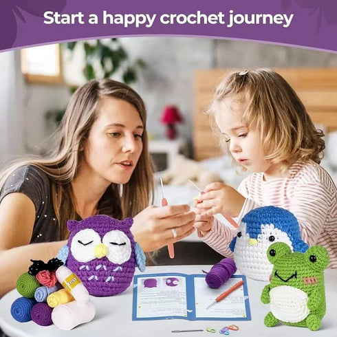 Knitting kit Succulent-Crochet Kit for Beginners with Step-by-Step Video Tutorials-Knitting & Crochet Supplies for Adults with Crochet Yarn-DIY Cr...