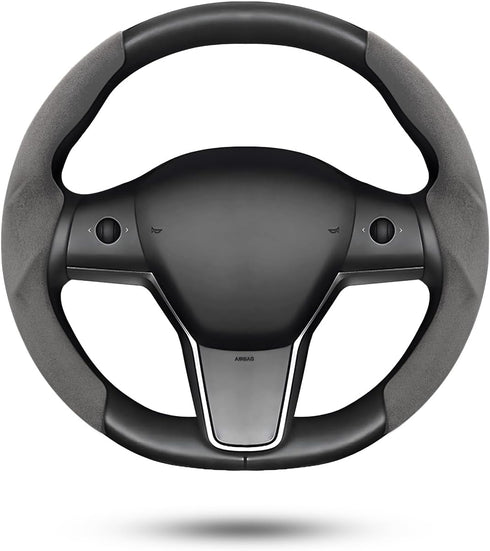 Custom-Fit for Tesla Steering Wheel Cover, Tesla Model Y / 3 Suede Steering Wheel Cover, Non-Slip, Breathable, Durable, Tesla Model Y / 3 Accessor...