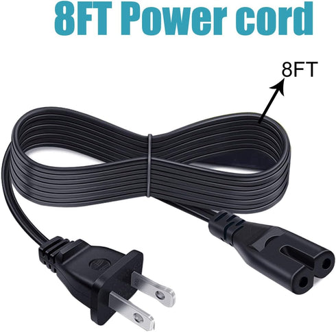 2 Prong Power Cord Replacement for DR.J Professional 3600 Brightness Home Theater Projector HI-04 1080P Mini Projector, Deeplee DP36 LCD Mini Proj...