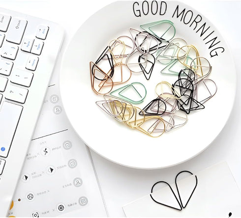 Jooaoxoko Colorful Paper Clips,100Pcs Gold Cute paperclips Clips Teardrop Stainless Steel Drop-Shaped Paper Clips for Office Supplies Wedding Wome...