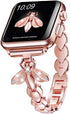 SaNgaiMEi Bling Band Compatible with Apple Watch Band 45mm 44mm 42mm 41mm 40mm 38mm, Stainless Steel Women Sparkle Diamond Rhinestone Wristband St...