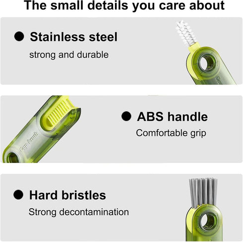 Bottle Brush 3 in 1 Multifunctional Crevice Cleaning Brush for Bottle Gap Tight Spaces Cup Kitchen Brush Small Silicone Bottle Brush Cleaner (3 Pa...