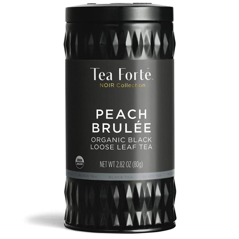 Tea Forte Peach Brulee Premium Organic Loose Leaf Caffeinated Black Tea Blend Canister, Makes 35-50 Cups...