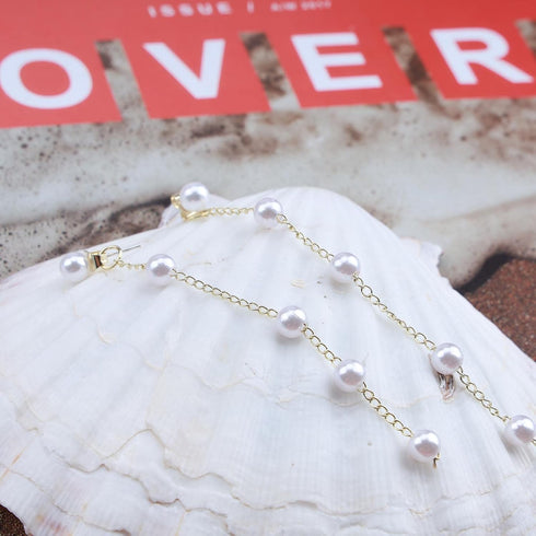 Boho Dangle Pearl Drop Earrings Long Tassel Pearl Earrings Vintage Pearl Studs Earrings Wedding Pearl Chain Earrings jewelry for Women and Girls...