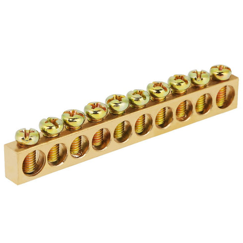 10pcs 10-Hole Electrical Distribution Wire Screw Terminal Brass Ground Neutral Bar Terminal Block Bar...