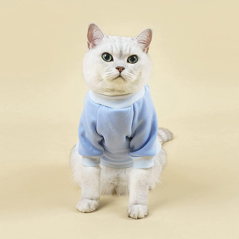 Cat sweaters Shirts for Cats - Hairless Cat Cotton Tshirts Pet Clothes - Pullover Kitten T-Shirts with Sleeves - Cats & Small Dogs Apparel (Blue, ...