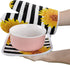 Set of Oven Mitt and Pot Holder, Sunflowers Oven Gloves Heat Resistance Non-Slip Surface for Kitchen BBQ Cooking Baking Grilling, Black White Stri...
