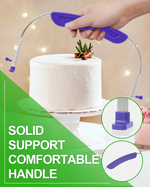 Adjustable 2- wire Cake Slicer Leveler Small Cake Cutter Slicer for Leveling Tops of Layer Cakes Professional Baking Tool with Stainless Steel Wir...