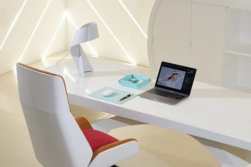 Premium PU Leather Mouse Pad with Precision Performance Surface and Aluminum Pen Slot - Elevate Your Workspace with Elegance and Agility,AL Sky bl...