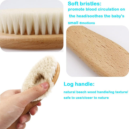 Baby Hair Brush with Wooden Handle, for Newborns & Toddlers-Natural Soft Goat Bristles-Ideal-Perfect Baby Registry Gift...