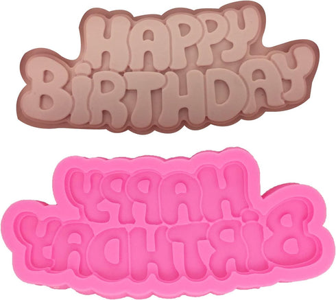 Happy Birthday' Letter Mold 100% Food-grade Silicone Molds Non-stick DIY Cake Decoration Chocolate Candy Gum Fondant Pudding Cupcake Baking Mold f...