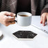 Cool Black Marble Coaster Set with Holder Hexagon Absorbent Coasters Modern Ceramic Coster 6 Pack Best Stone Drink Coaster Beverage Coffee Table D...