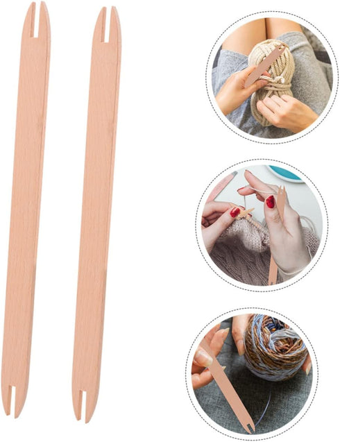 2 Pcs Wooden Weaving Shuttle Beech Wood DIY Weaving Tool Sweater Scarf Tapestry Weaving Sticks Crochet Hook Loom Tools for Knitted Crafts Accessor...
