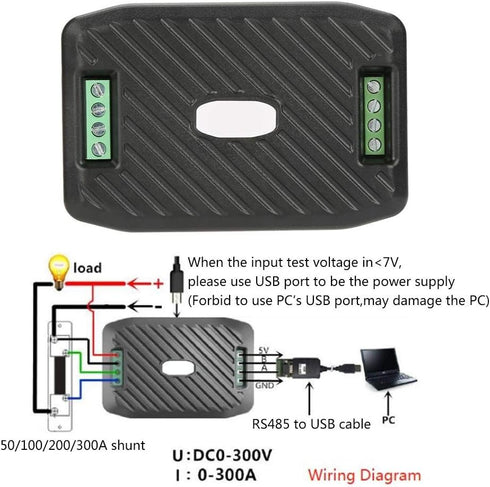 DC Communication Box, DC Current Voltage Power Energy Frequency Power Factor Communication Module Meter with RS485 USB Interface, High Precision A...