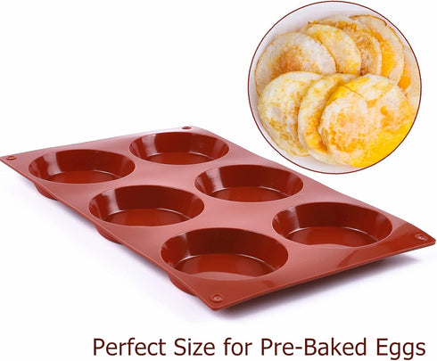 JOERSH 2-PK Silicone Egg Molds Non-Stick 3" Round Muffin Top Baking Pans, Egg Molds for Breakfast Sandwiches, Corn Breads, Whoopie Pies, Shortcake...