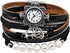 Vintage Casual Women Leather Watch Feather Pearl Wish Tree 2 x Wrap Around Girl Watch Cuff Bangle with Magnetic Clasp...
