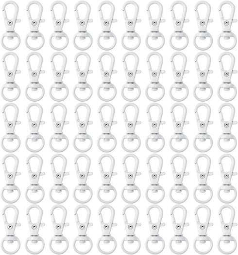 50 pcs Swivel Clasps Lanyard Snap Hook,cnomg Metal Swivel Lanyard Snap Hook Lobster Claw Clasp (White)...