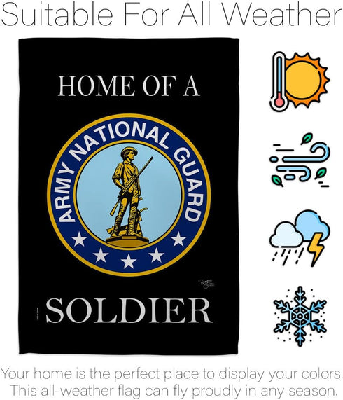 Breeze Decor Home of National Guard Soldier Flag Armed Forces ANG United State American Military Veteran Retire Official House Decoration Banner S...