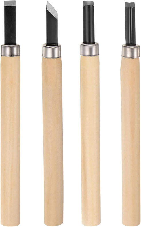 4pcs Wood Carving Knife Set 65# Manganese Steel Hand Carving Tools Wood Chisels for Sculpting Woodworking, Big Flat/Big Diagonal/Mid Semicircle/Tr...