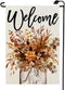 Welcome Fall Floral Mason Jar Garden Flag 12x18 Inch Double Sided for Outside Burlap Small Seasonal Autumn Yard Decoration QJ08...