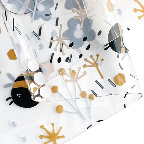 | 12"×54" Hives Bees Honey TPU Vinyl Cute Style Waterproof Transparent Vinyl Fabric for Handbags, Wallets, Quilting...