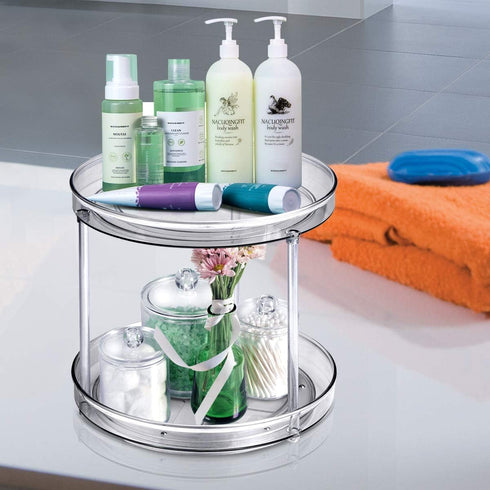 Amolliar 2 Tier 9 Inch Lazy Susan Turntable Organizer for Cabinet,Spice Rack Food Storage Container for Kitchen, Pantry, Fridge, Countertop, Vanit...