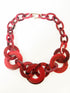 Women Simple Acrylic Collar Choker Cluster Bib Statement Chain Necklace and Hoop Earring Jewelry Set, 18" (Red)...