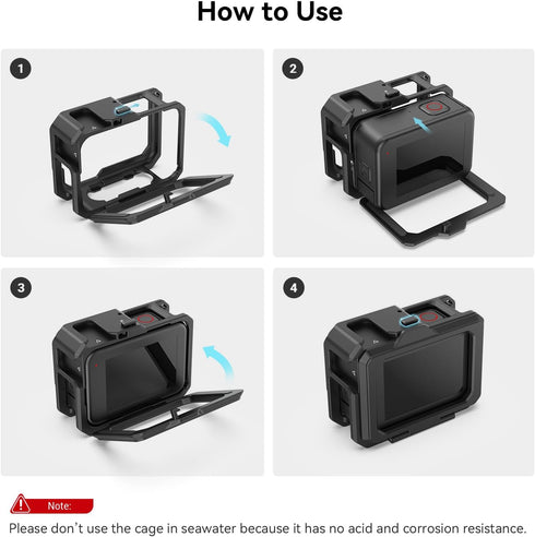 SmallRig Hero12 / Hero11 / Hero 10 / Hero 9 Black Cage for GoPro, with 2 Cold Shoe Mount for GoPro Light Mod and Common Microphone, Led Video Ligh...