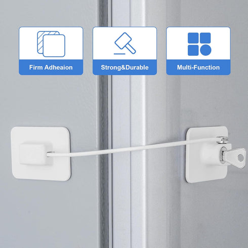 Secure Your Refrigerator and Cabinets with 2 Pcs Fridge Lock(4 Key) – Refrigerator Lock – Child and Adult Safety Locks with Keys for Pantry, Freez...