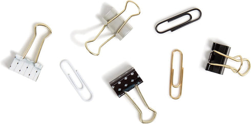 U Brands Classic Clips Set, Office Supplies, Black and White with Gold, Office Supplies, Paper and Binder Clips, 80 Count...
